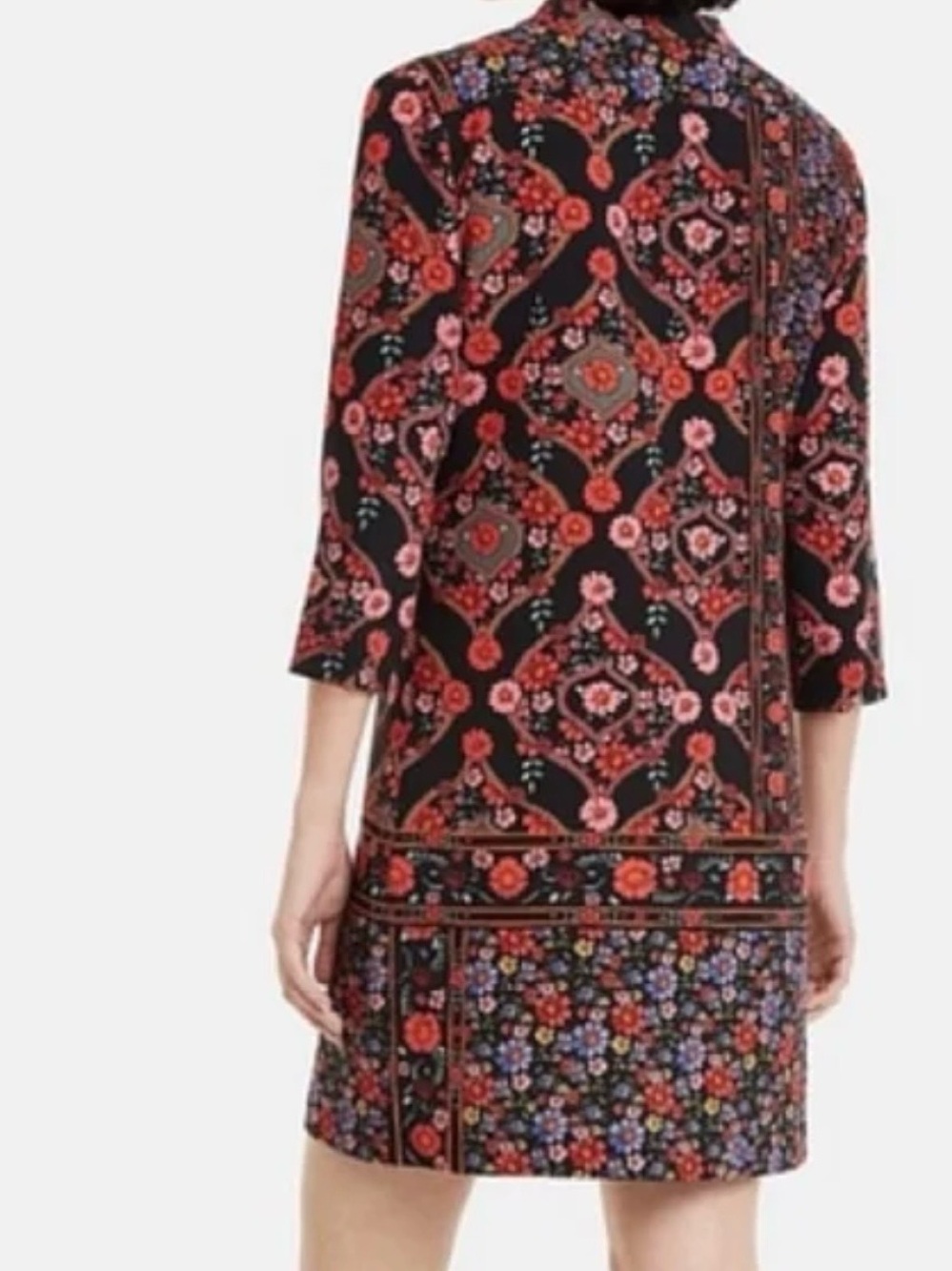 Desigual Black Red Pink Floral Patchwork Coat Dress - Picture 5 of 5